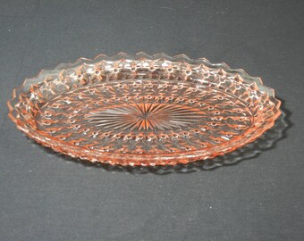 Holiday Pattern 11 3/8" Oval Platter by Jeannette Glass