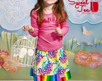 Rainbow Garden Skirt ( 18 mos, 24 mos, 2T, 3T, 4T, 5, 6, 7)