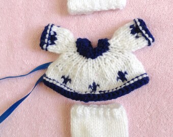 Hand Knitted Dolls Clothes for 3,5-4" OOAK Doll (# 157)
