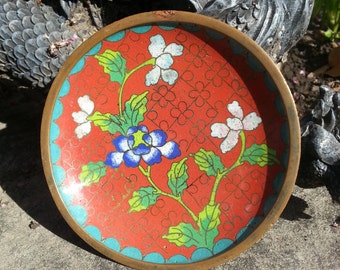 Antique Chinese Cloisonne Trinket Dish - 4"