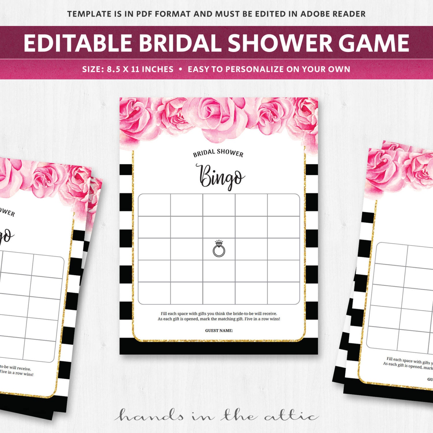 Bingo Card Template Bridal Shower Game Wedding Fuschia Pink Bingo Card Template Bridal Shower Game Wedding Fuschia Pink