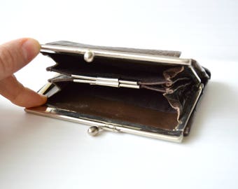 Old purse USSR Soviet wallet Vintage Brown wallet accessory 1960s made in USSR Soviet accessory