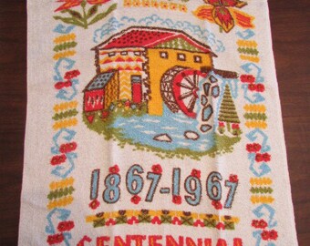 vintage CANADA'S CENTENNIAL 1867-1967 terry cloth Tea Dish TOWEL T-320