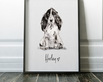 Personalised Cocker Spaniel Print | Dog Print | Pet Print | Dog Printable | Cocker Spaniel Printable | Dog Decor | Cocker Spaniel Portrait