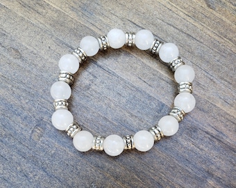 Beaded Bracelet/ White Quartzite