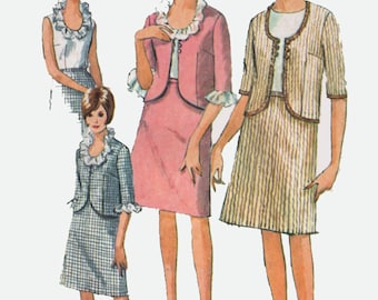 Vintage 1960s Misses Low Scoop Neckline A-Line Skirt Sleeveless Blouse Top Sewing Pattern Simplicity 6480 Mod Pattern Size 12 B 32 UNCUT