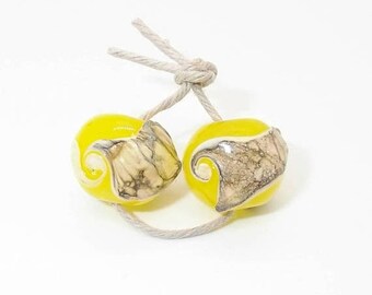 Handmade Yellow Glass Bead pr - Prima Donna Beads