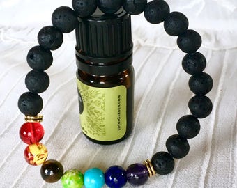 Diffuser Bracelet, Black Lava Rock Beads, Chakra Bracelet, Essential Oils Bracelet, Yoga Bracelet