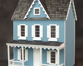 Scale One Inch, Emily, A Vermont Farmhouse Wooden Dollhouse Kit, 1:12