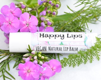 Happy Lips VEGAN! All Natural Lip Balm - Peppermint, Organic and Fair Trade Ingredients