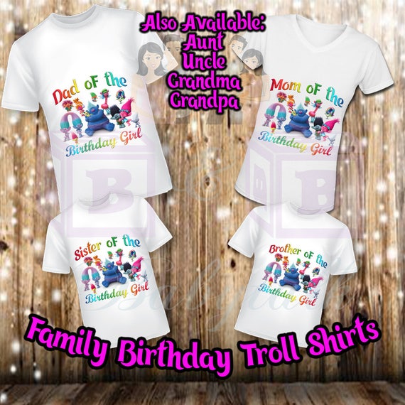 trolls birthday family shirts