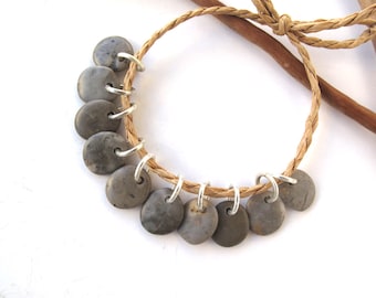 Rock Beads Small Mediterranean Natural Stone River Stone Jewelry Supplies Pairs SMOOTH GREY MIX 11-12 mm