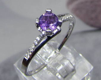 Silver knuckle ring and Amethyst size 50