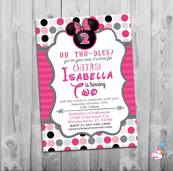 Minnie Mouse 1 Year Old Birthday Party Invitations 8