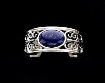 Lapis Lazuli Filigree Cuff Bracelet