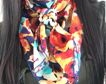 Blue Fuschia Orange Blossom Floral