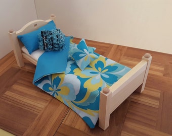 Bedding set for 1:6 scale bed/ 1 6 scale quilt and pillows/ 1 6 scale linens/ playscale bedding/ barbie size bedding/ doll bed linen