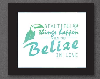 Belize Printable Art, Belize Elopement Gift, Belize Travel, Moving, Engagement, Wedding, Honeymoon Gift, Belize Sign, Watercolor Belize art