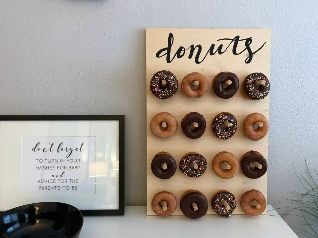 Birch Wood Donut Doughnut Peg Board Wall Stand Display