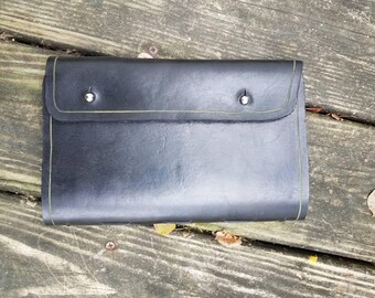 Black Leather Hand Bound Journal with Tea Stained Pages