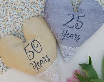 Silk Anniversary Heart, 50th anniversary, 25th anniversary, wedding anniversary, 50th wedding anniversary, 25th wedding anniversary, wedding