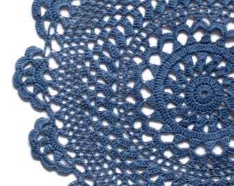 Denim dark blue hand dyed Crochet Vintage Doily Lace doily