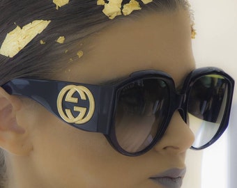 Classic Gucci black gold big sunglasses