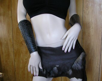 Dragon leather cuffs, size Large 8", 8 1/2" long bracers, vambraces, gauntlets, greaves, leather armor, with brass snaps