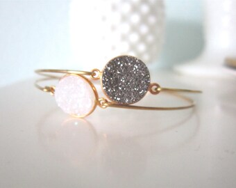 Personalized druzy bangle, druzy bangle bracelet, modern pretty jewelry
