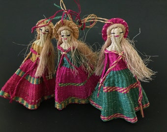 Vintage 3 Straw Christmas Ornament
