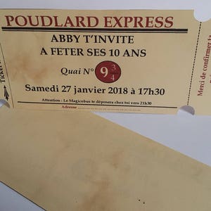 Invitation anniversaire - Thème Harry Potter - Poudlard