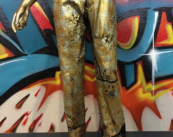 Masaki Matsushima Paris Coated Gold and Black Trousers