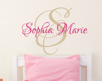 Personalized Name Wall Decal Girl / Wall Sticker Nursery Vinyl Art. Baby Girl Name Nursery Decor. Monogram Children Nursery Wall Decal F19