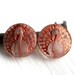 Large Peacock beads, czech glass beads - Matte Pink with Copper inlays - 18mm, round beads - 2Pc - 1300