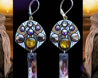 Swarovski Crystal and shell earrings