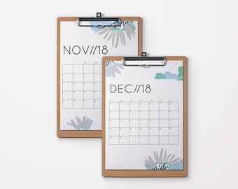 Printable Calendar 2018 | Abstract Flower Design | 2018 Desk Calendar, A4