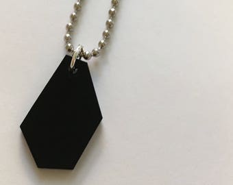 Acrylic Lasercut Necklace - Geometric Shape Jewelry - Small Necklace in Black - Boho Chic
