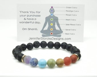 7 Chakra Bracelet Lava Rock Beaded Bracelet Yoga Jewelry Energy and Healing Bracelets For Women and Men Reiki Buddha Prayer Natural Stone
