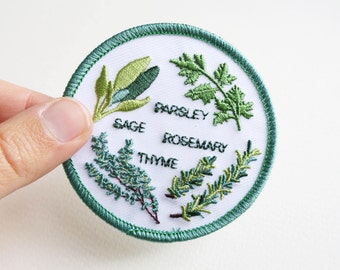 Herb Garden Sew On Patch - 7cm - Machine Embroidery - Scarborough Fair