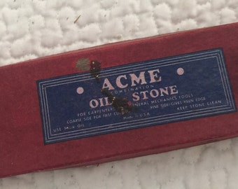 Acme Two Sided Combination Oil Stone - Made In The USA
