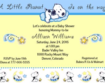 Snoopy Baby Shower Invitations Etsy