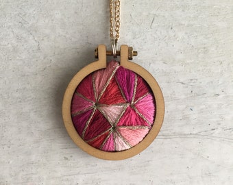 Embroidered Ruby Pendant