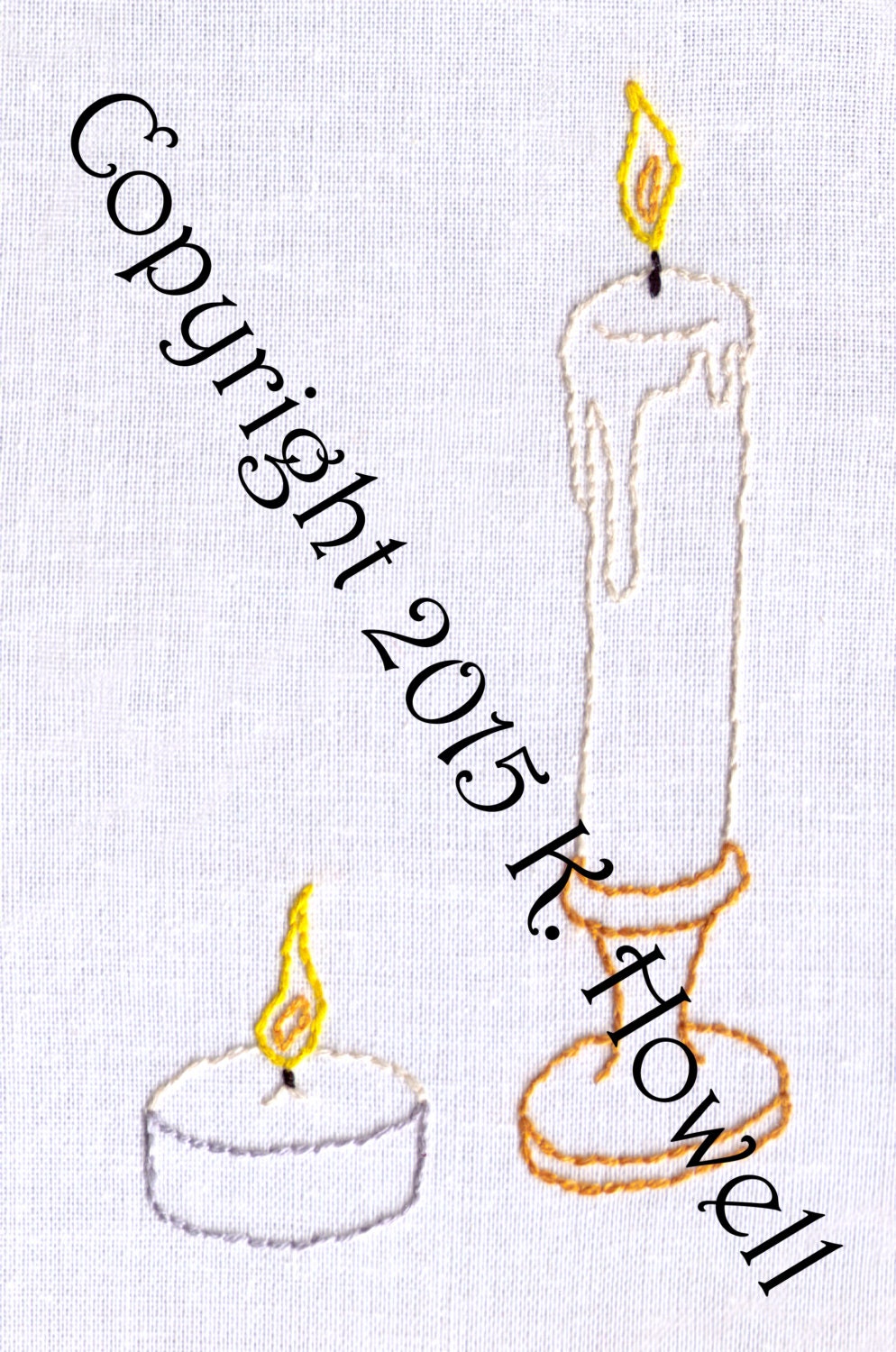 Candles Hand Embroidery Pattern, Light, Candle, Flame, PDF from