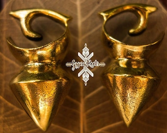 Traditional tribal brass ear weight, ear weights, ear gauges, tunnels