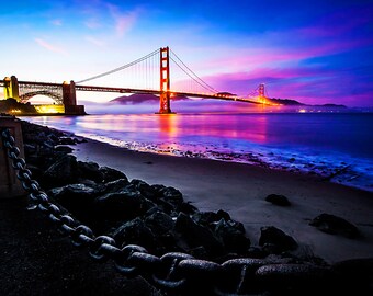 Sunset over the Golden Gate Bridge from Fort Point San Francisco