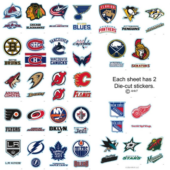 Complete NHL Sticker Set. All 30 Teams. 2 die-cut stickers per