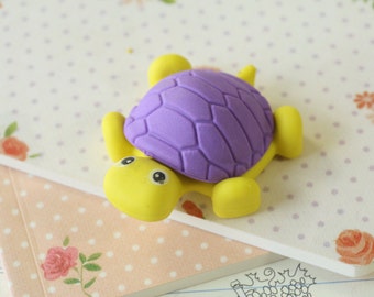 Violet & Yellow Little TURTLE Eraser