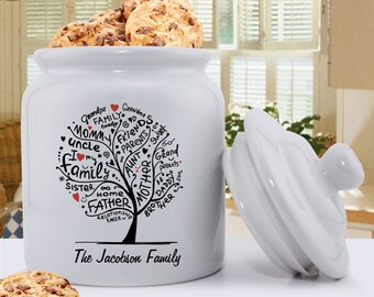 Personalized Family Roots Ceramic Cookie Jar - Personalized Cookie Jar - Family Tree Cookie Jar - Gifts for Mom - Gifts for Her - GC1421
