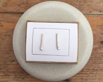 Hammered Silver Twig stud earring 15 mm