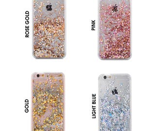 Glitter Bling Sparkle Floating Sequins Latest Design Case Cover For iPhone 5, SE, 6, 6 Plus 7, Samsung S6, S6 Edge, S7, S8